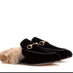Gucci Princetown Velvet Slippers - Black - sz8
